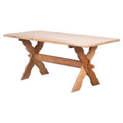 Solid Oak Dining Table Attributed to Henning Kjærnulf, Denmark, 1960s
