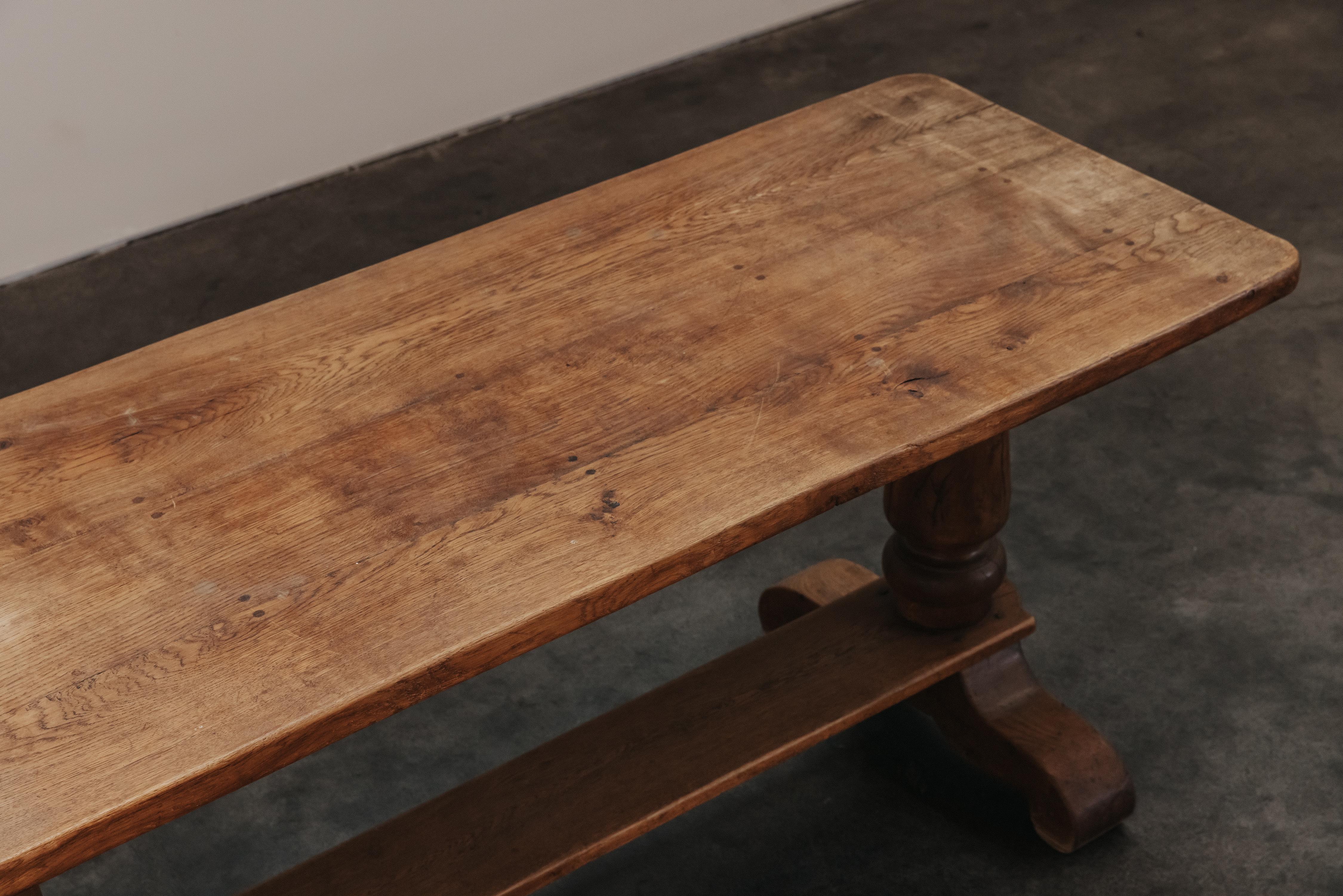 Mid-20th Century Solid Oak Dining Table From France, Circa 1950 For Sale