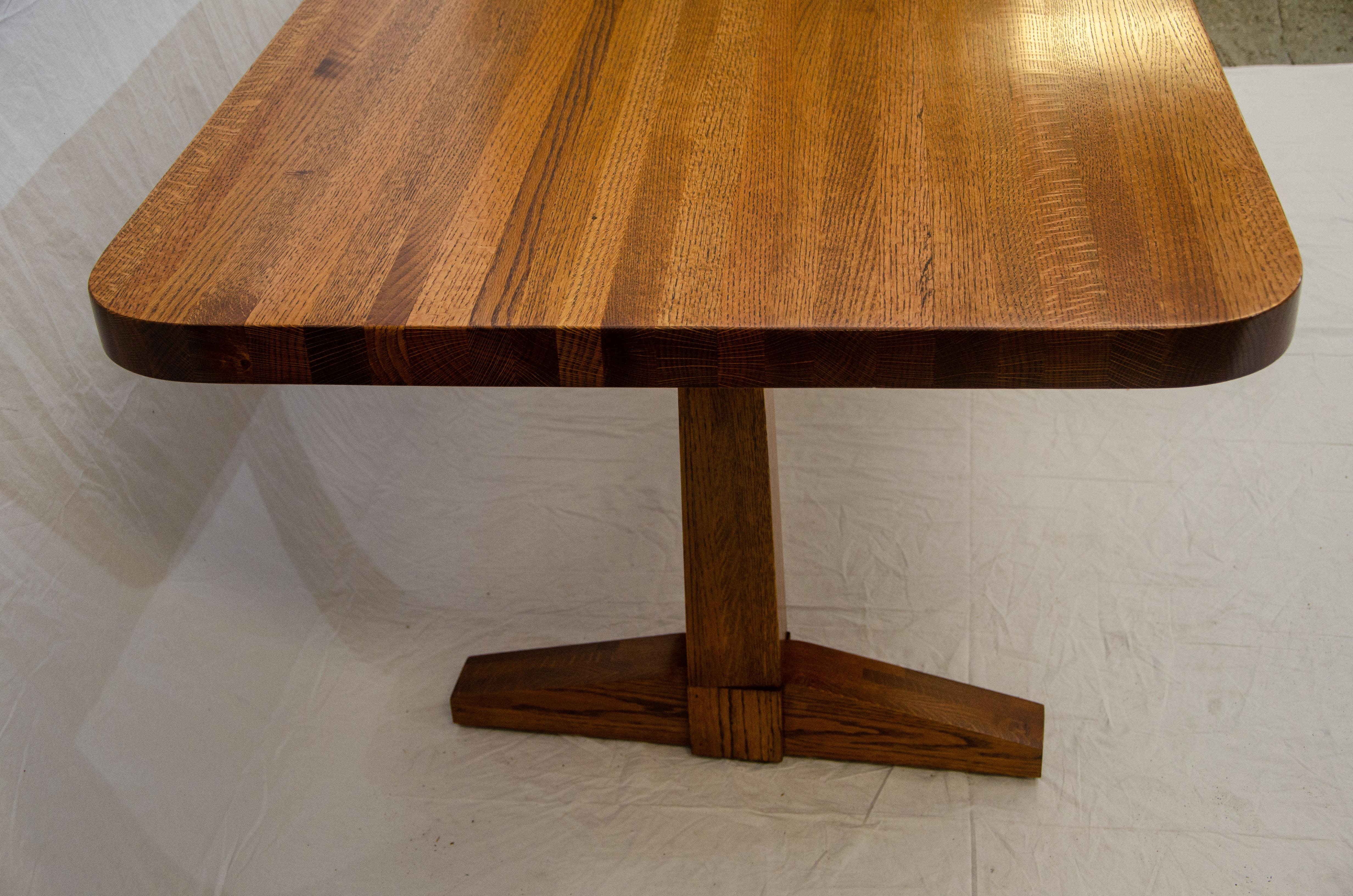 Solid Oak Dining Table, Trestle Style 1