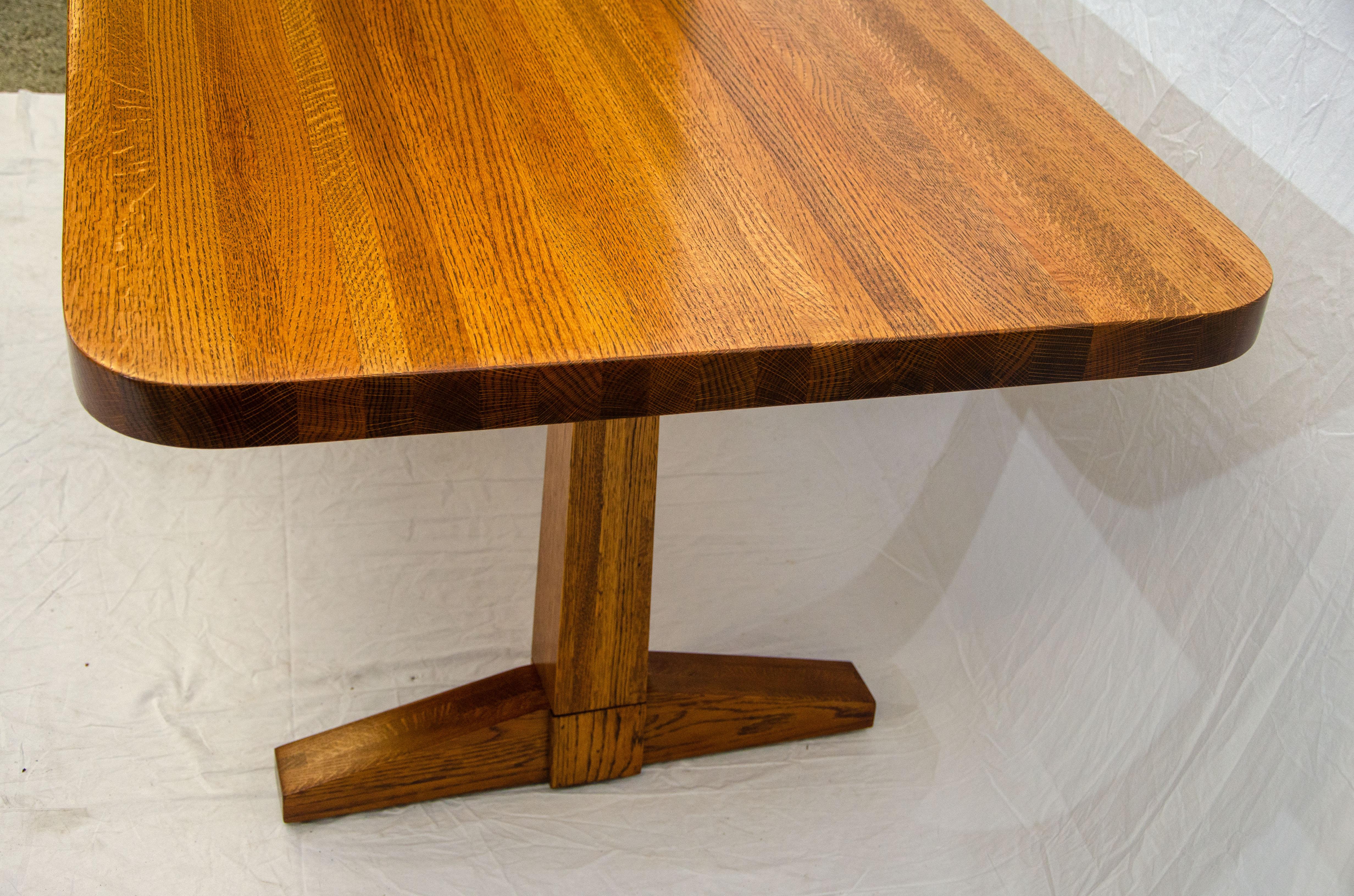 Solid Oak Dining Table, Trestle Style 2