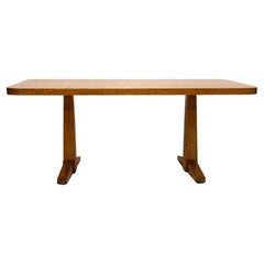 Solid Oak Dining Table, Trestle Style