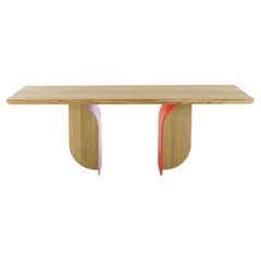 Solid Oak Dining Table w/ Custom Lacquered Iron Base by Carlesi Tonelli Studio