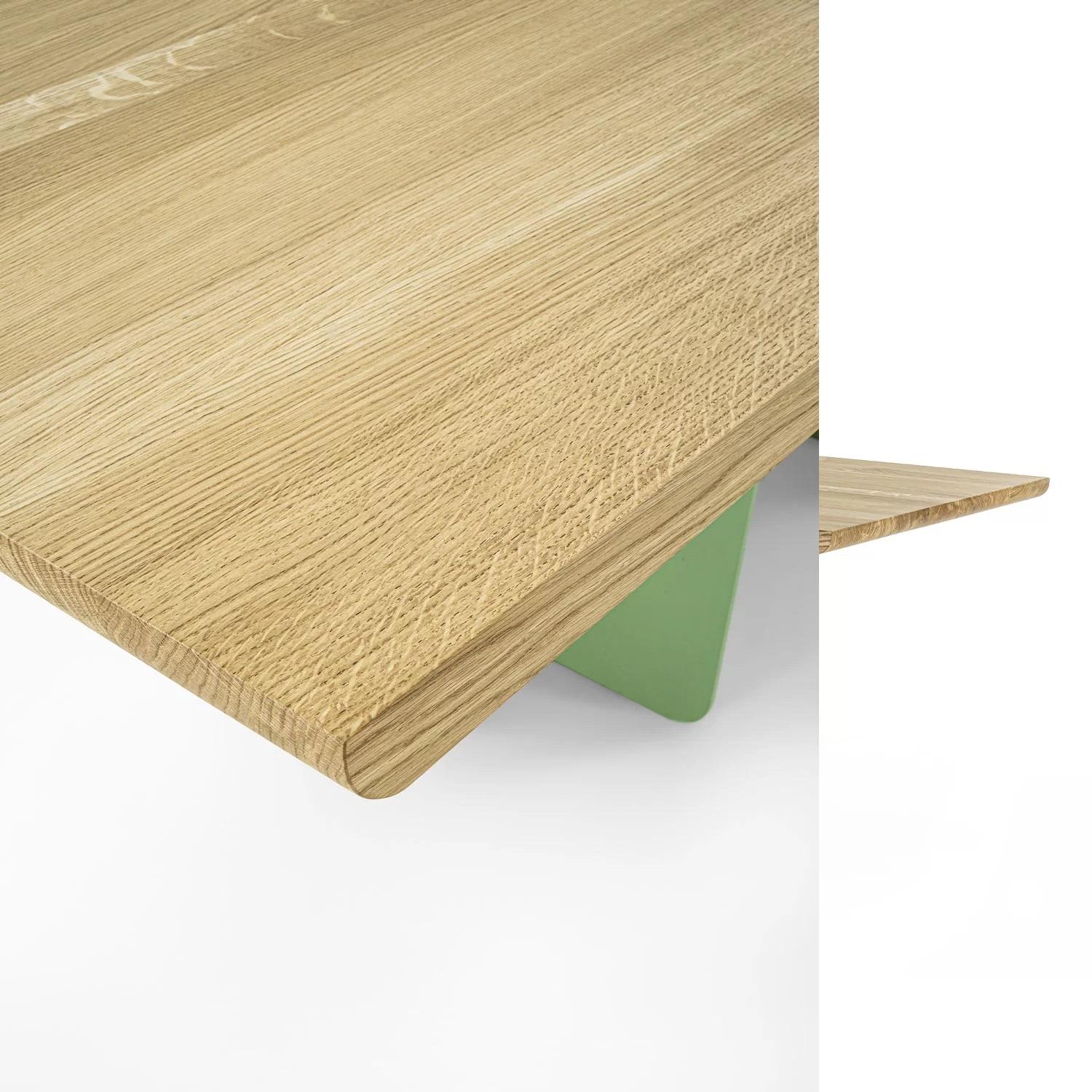 Italian Solid Oak Dining Table w/ Custom Lacquered Iron Base by Carlesi Tonelli Studio For Sale