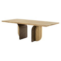 Forma Sculptural Dining Table In Solid Wood & Lacquered Steel