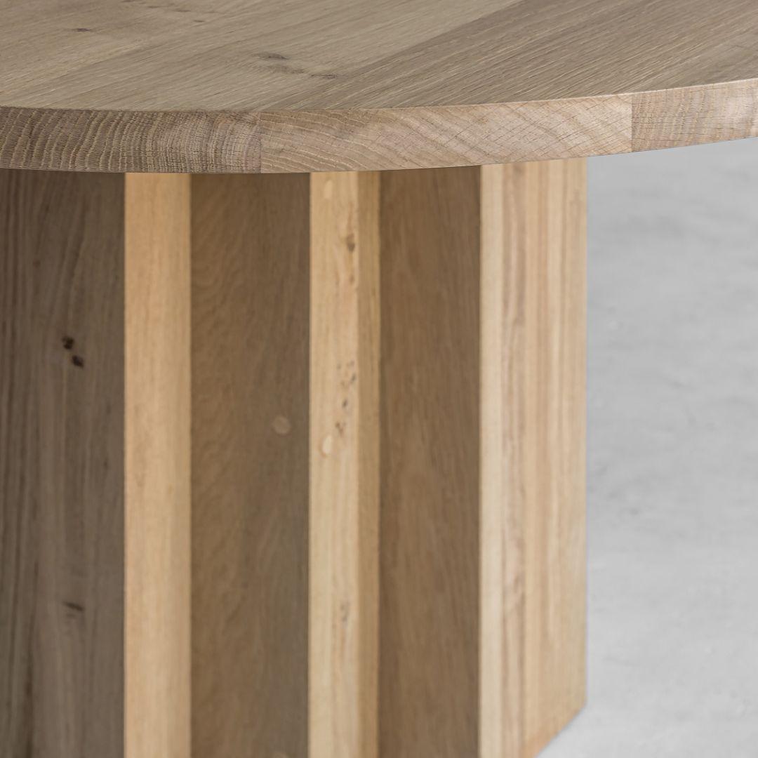 Hand-Crafted Solid Oak Dining Table with Sculptural Base, Handmade in Belgium For Sale