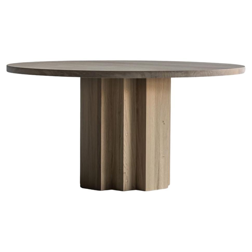 Solid Oak Dining Table with Sculptural Base, Handmade in Belgium For Sale
