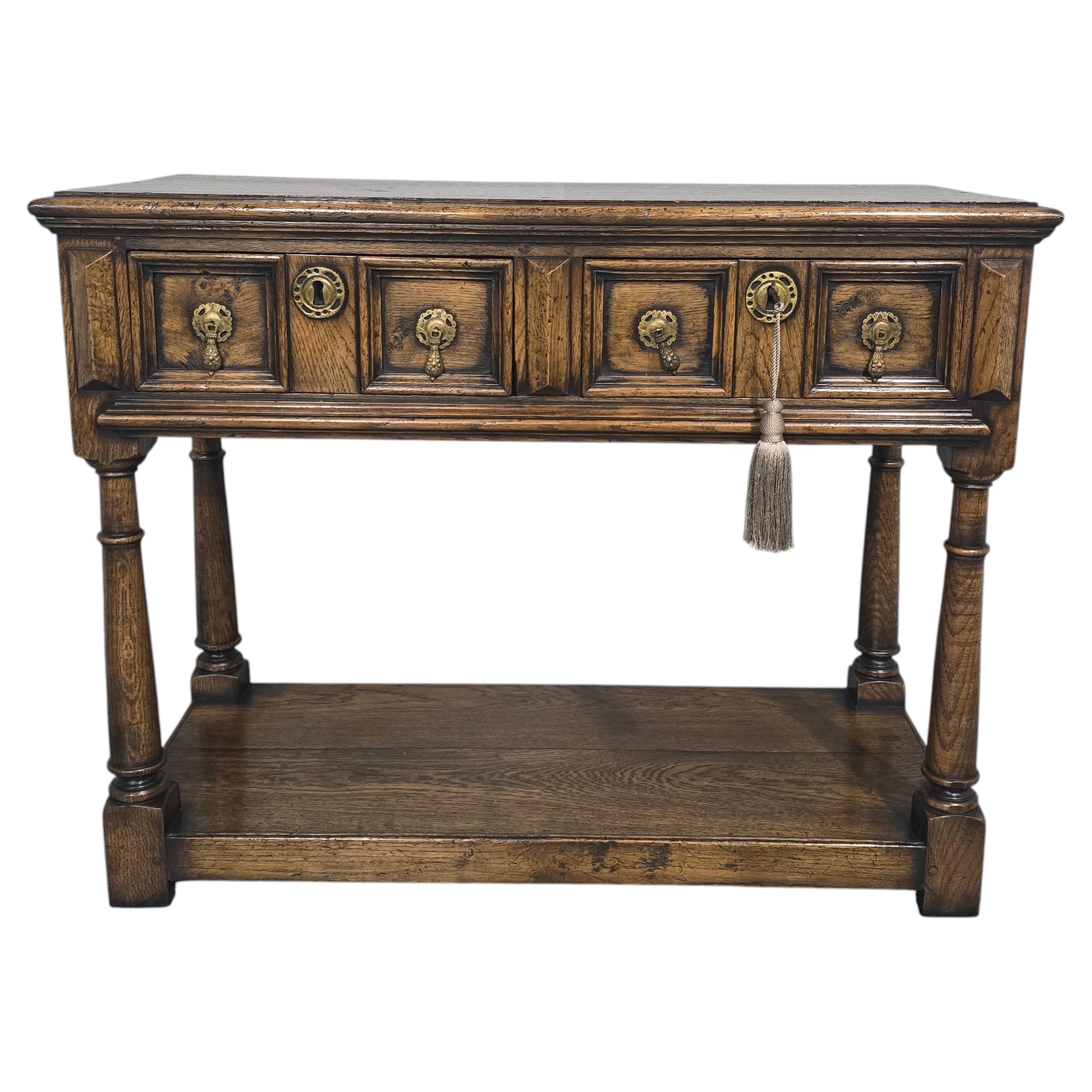 Solid Oak Dresser Base Sideboard of Small Proportions For Sale
