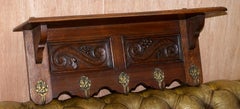 Solid Oak Dutch Coat and Hat Rack with Brass Hooks or Spice Utensil Shelf Rack