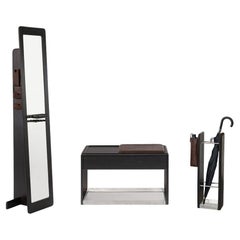 Solid Oak Entryway Set – HOL Series, Mirror, Bench, Umbrella Stand