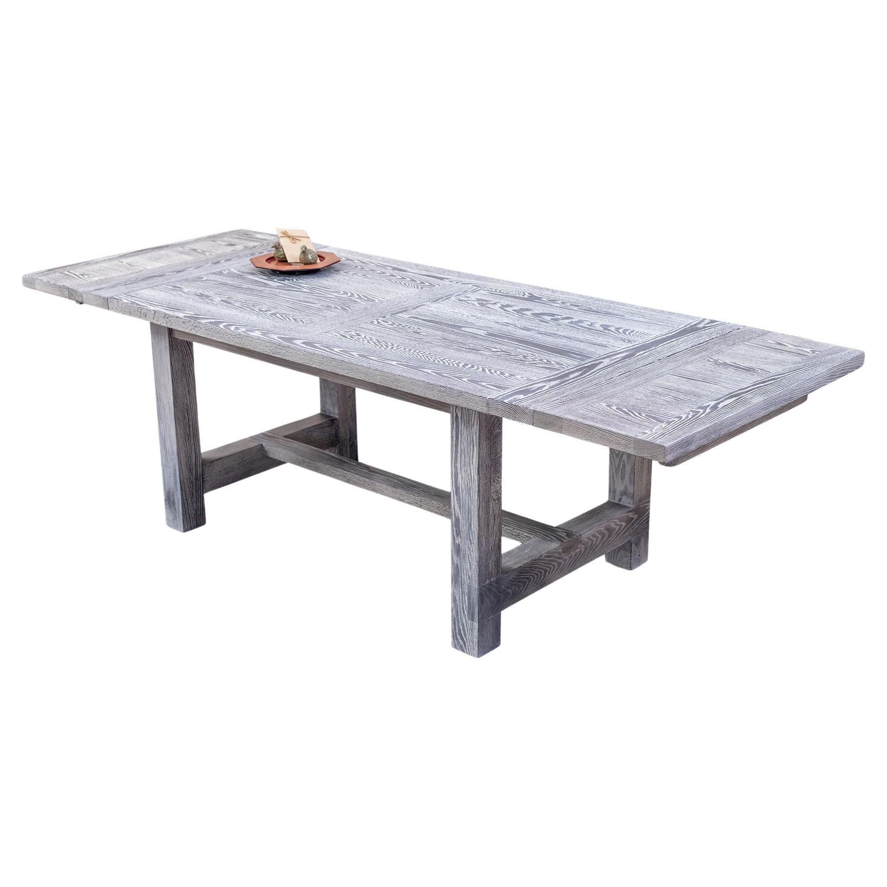 Solid Oak Extension Dining Table in Weathered Sandblasted For Sale