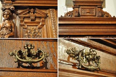 Solid Oak Figural Desk with an Extension / Bureau in an Eclectic Style, 1880