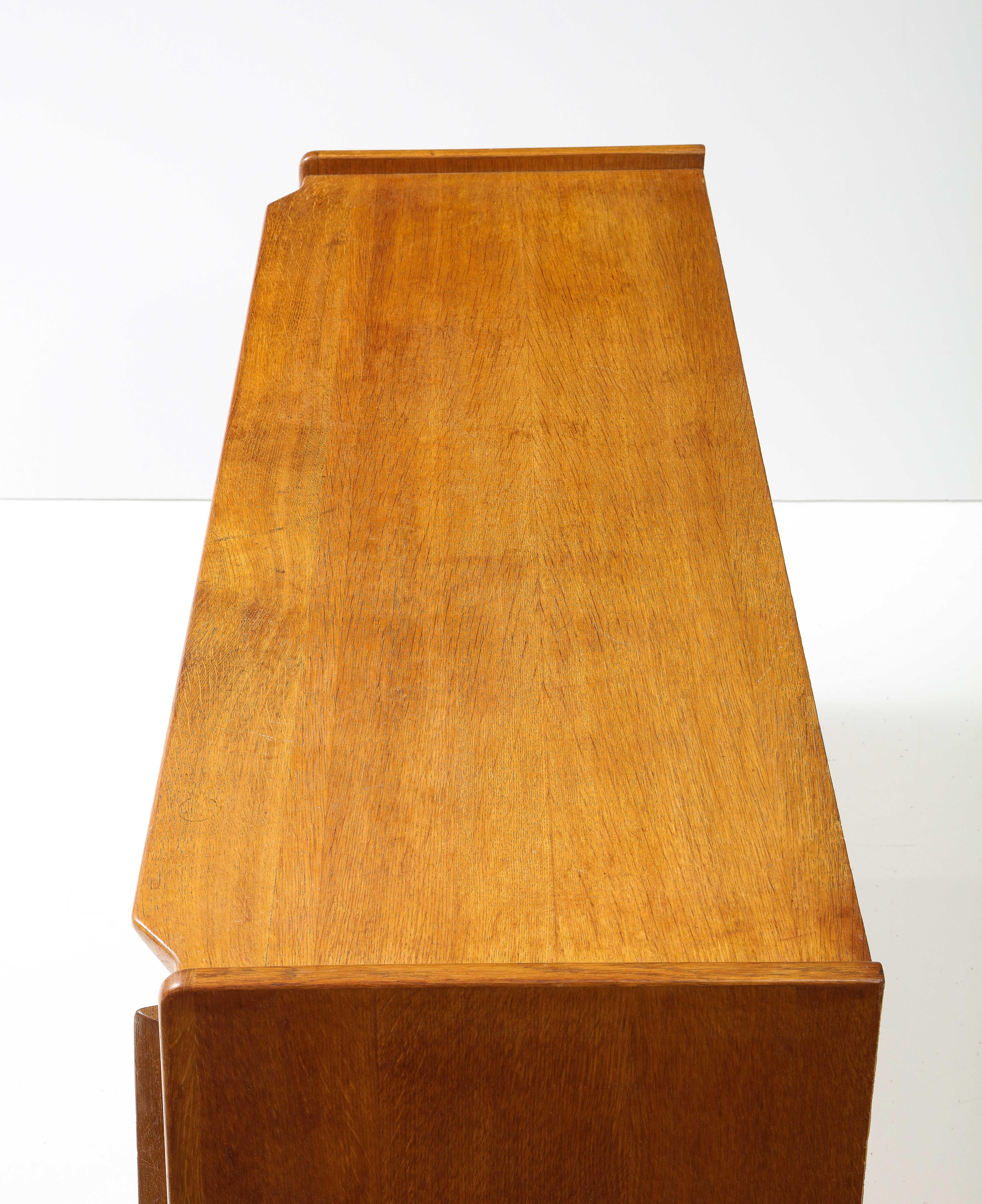 Solid Oak French Modernist Low Sideboard, France, c. 1960 5