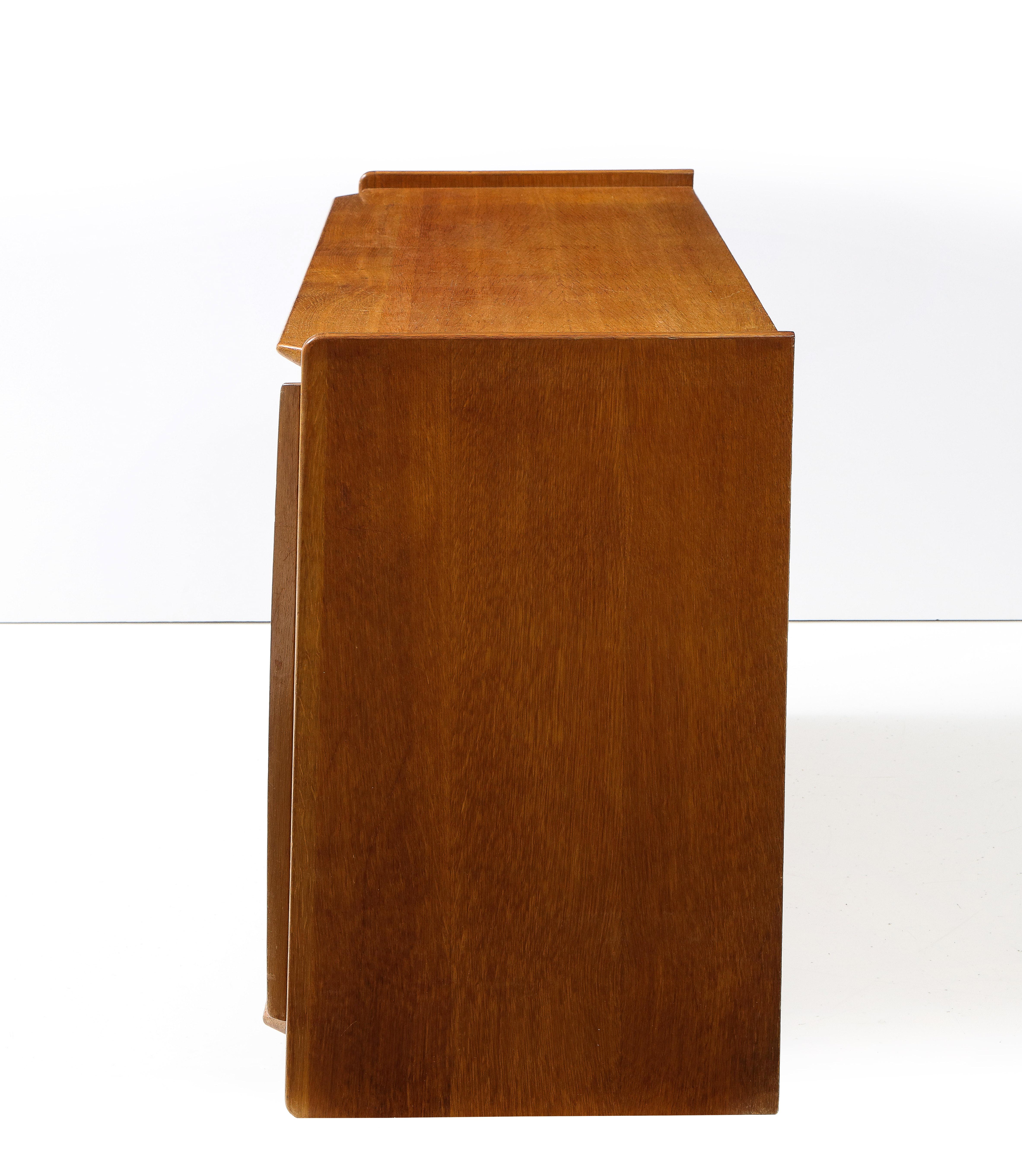 Solid Oak French Modernist Low Sideboard, France, c. 1960 4