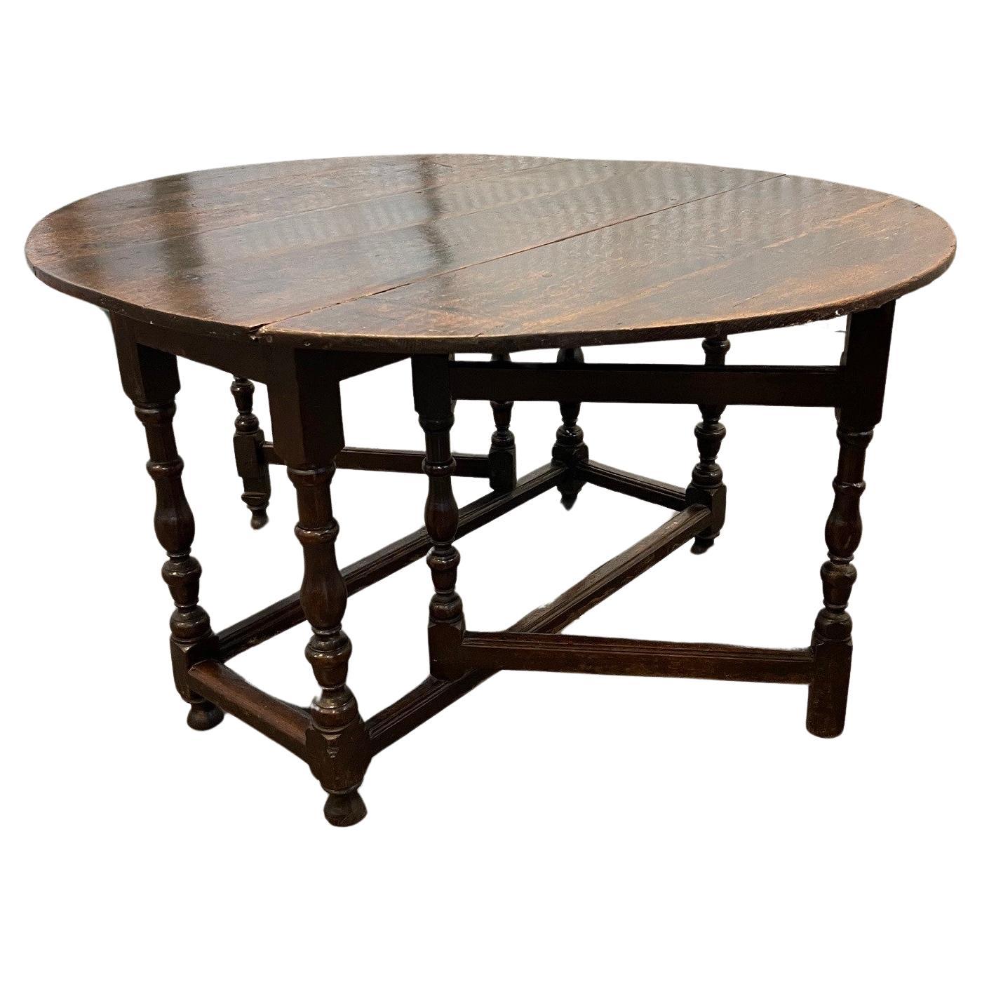 Solid Oak Gate-Leg Table Circa 1690 For Sale