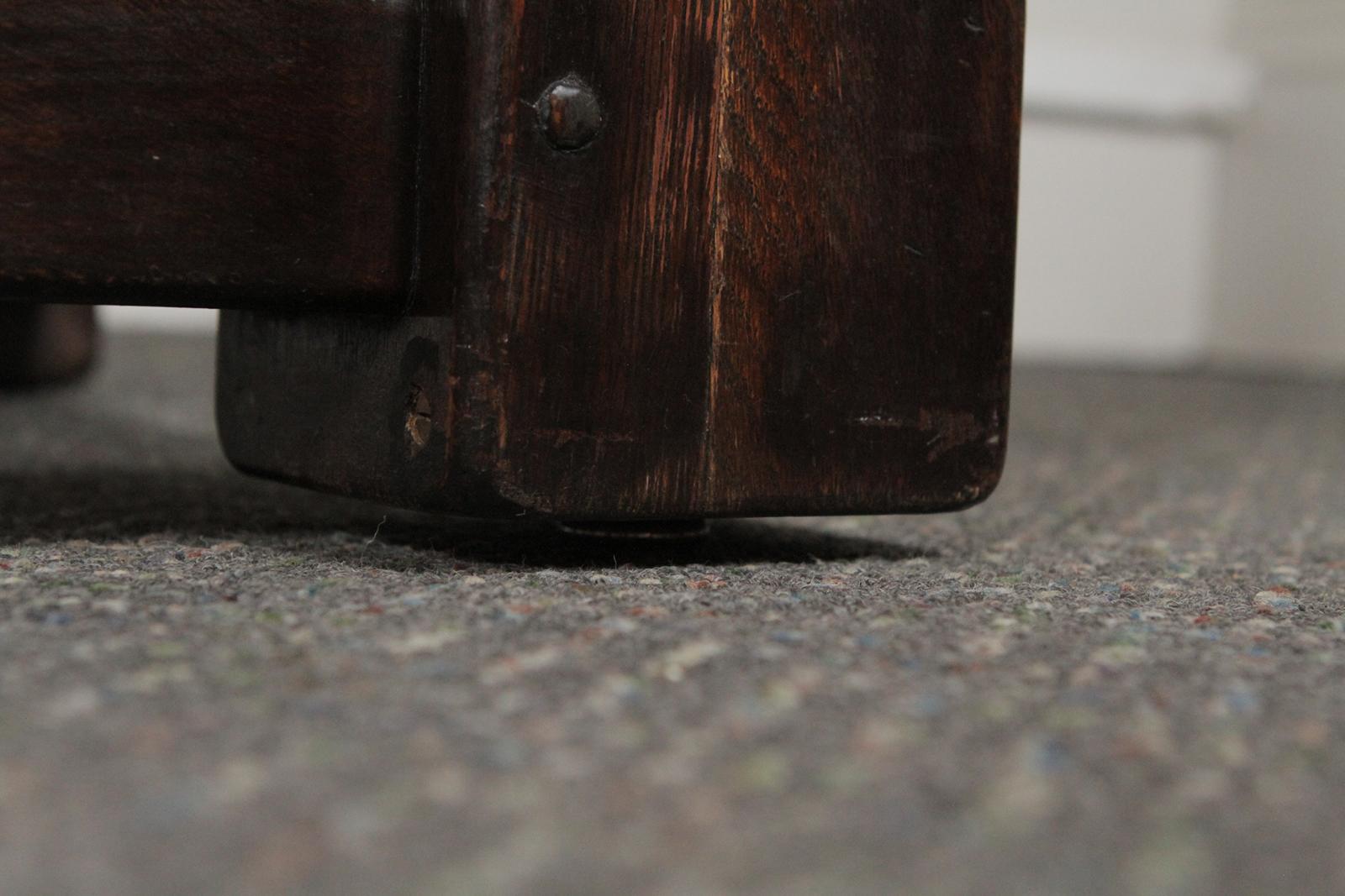 Solid Oak Gothic Library / Centre Table Hand Carved and Pegged, circa 1900-1910 6