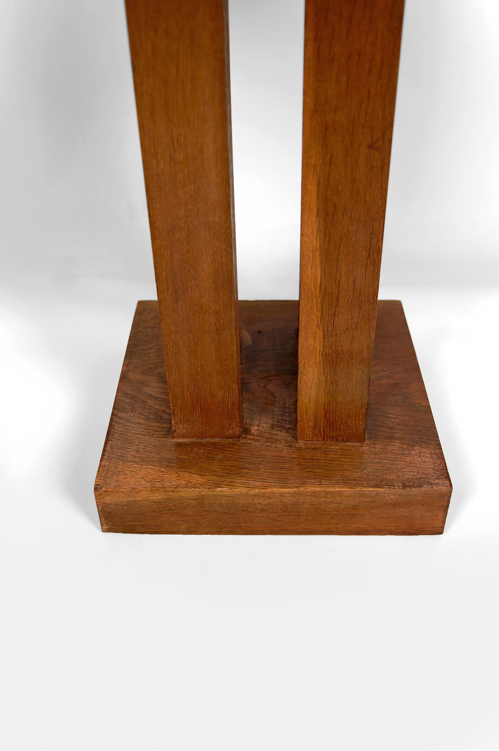 Guéridon in quercia massiccia, Art Déco modernista, Francia, CIRCA 1930 in vendita 1