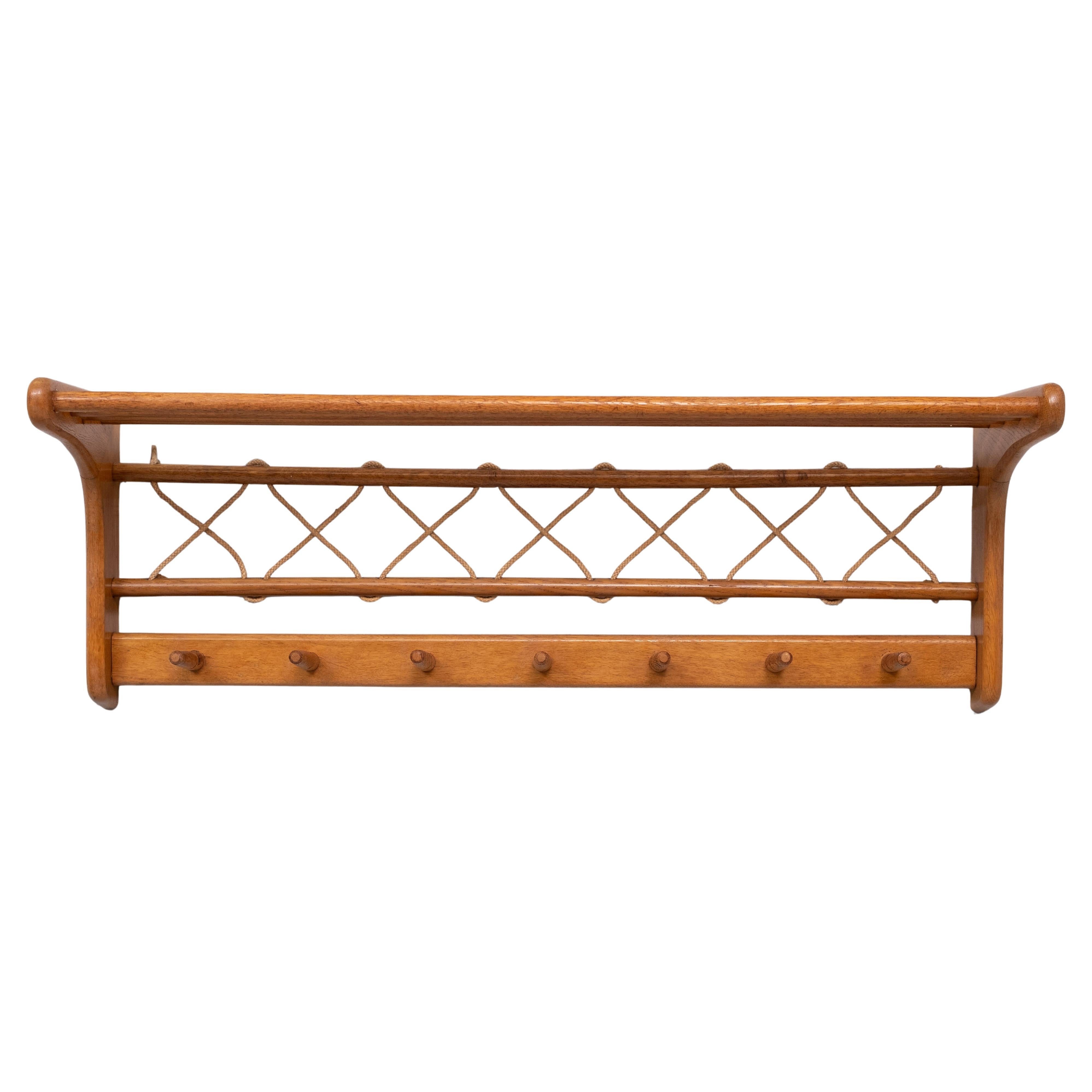 Solid Oak hanging Coatrack  Johan Wulfers  1950s Holland