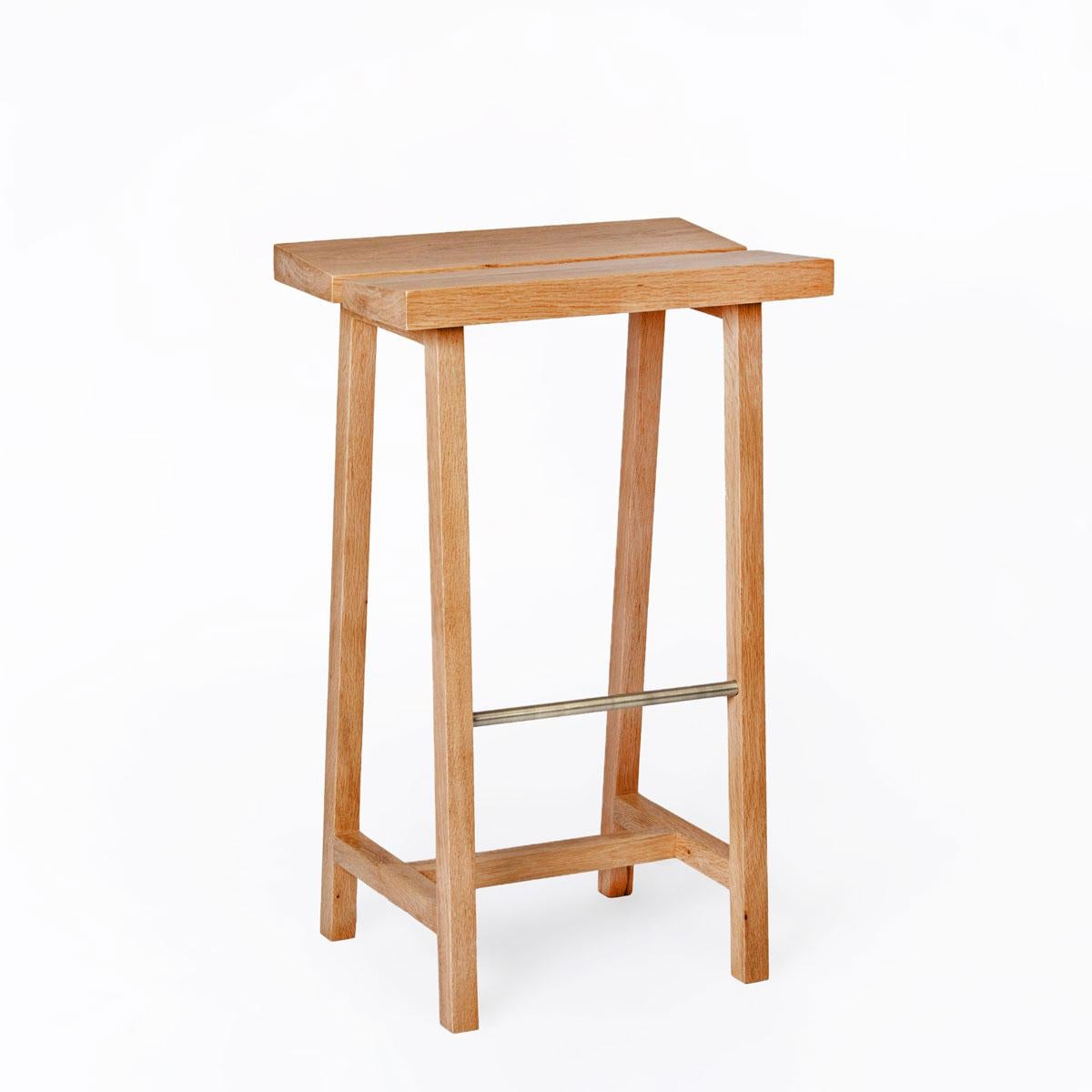 Hand-Crafted Solid Oak High Bar Stool – PI For Sale
