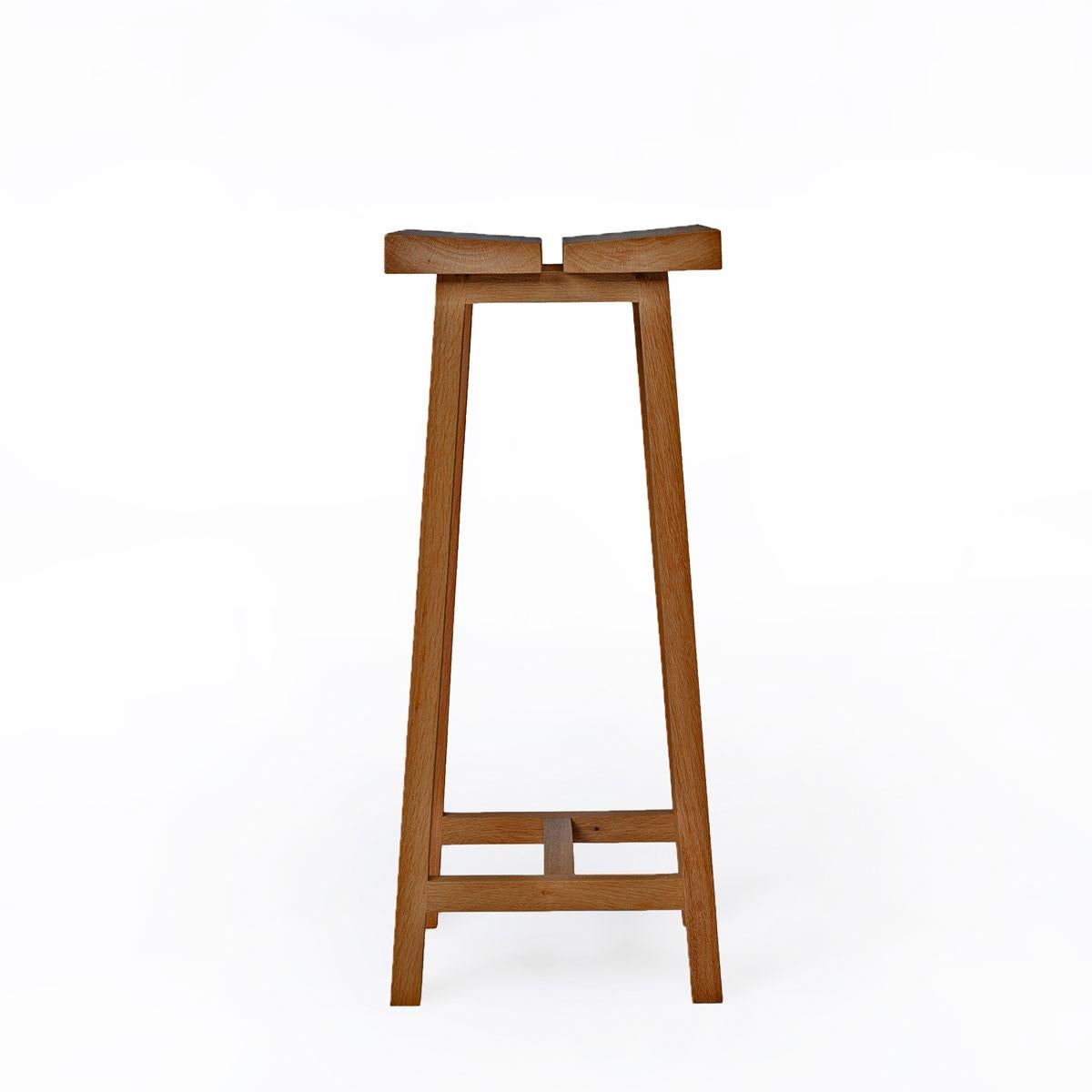Hand-Crafted Solid Oak High Bar Stool – PI For Sale