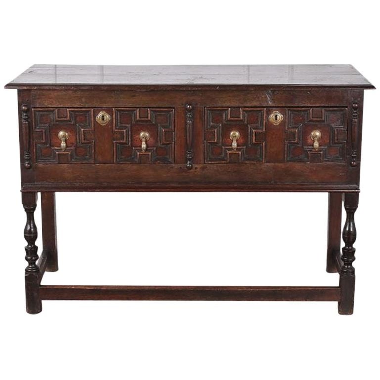 Solid Oak Jacobean Style Dresser / Server at 1stDibs