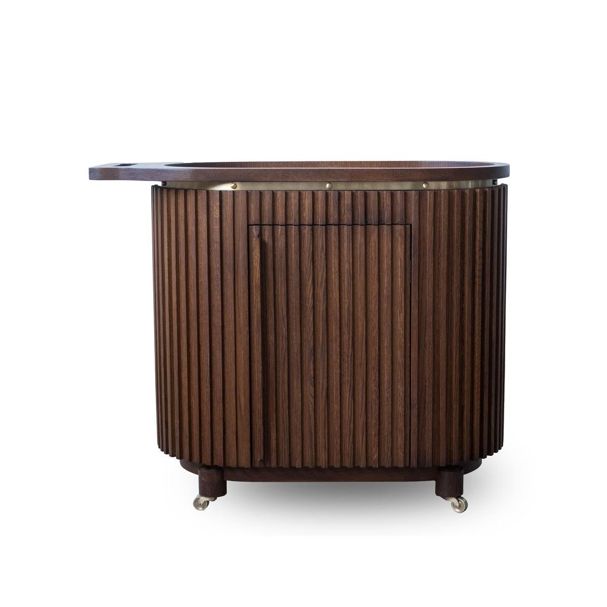 Hand-Crafted Solid Oak Liquor / Oval Bar Cabinet – DOCIA CELLAR For Sale