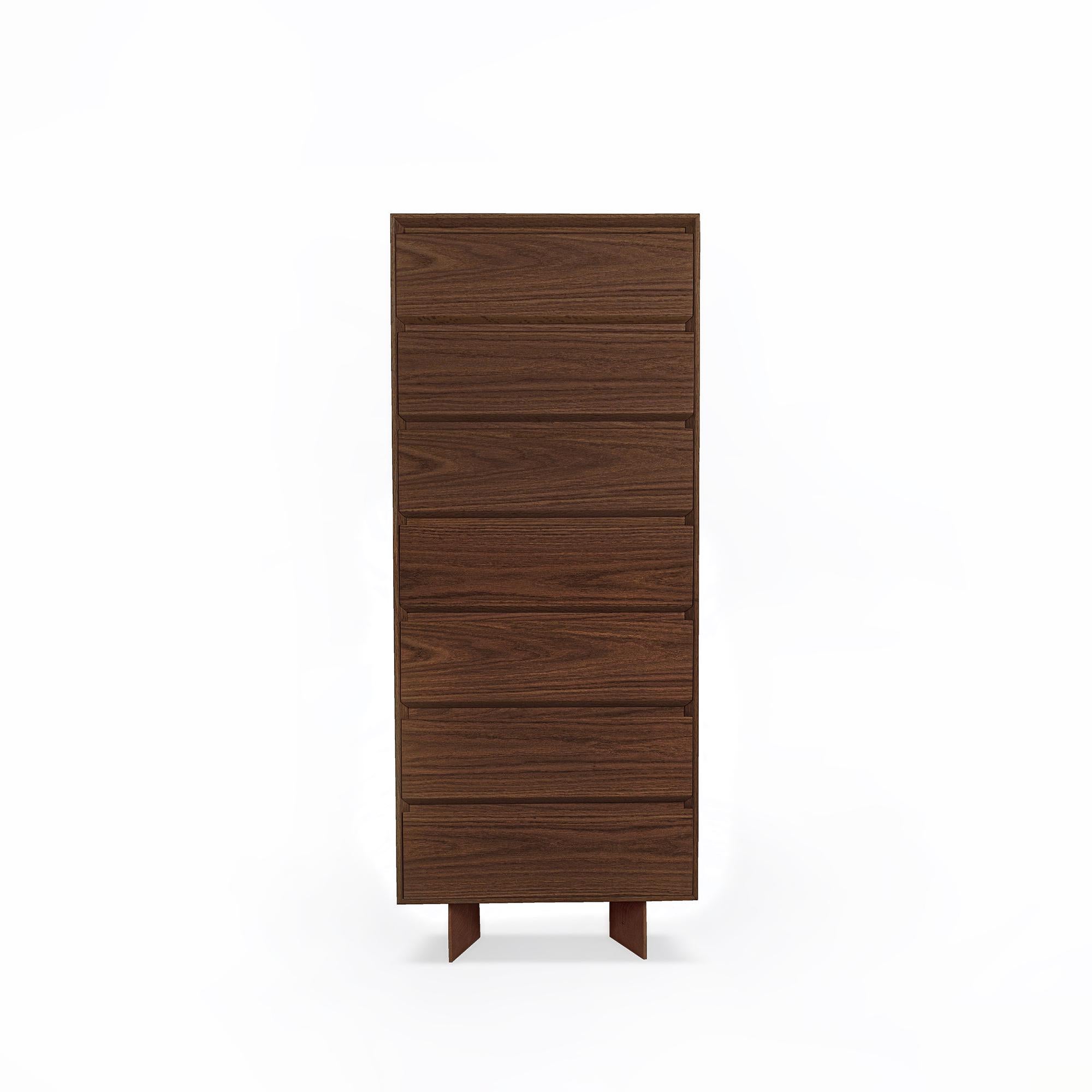 The BEAM Series Solid Oak Drawer Dresser is designed to offer both aesthetic appeal and functionality in your home. Crafted from durable and uniquely textured oak wood, this solid wood bedroom dresser is handcrafted, reflecting the natural beauty