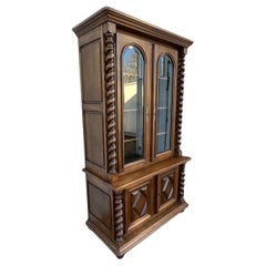 Solid Oak Louis XIII-Style Contemporary Bookcase