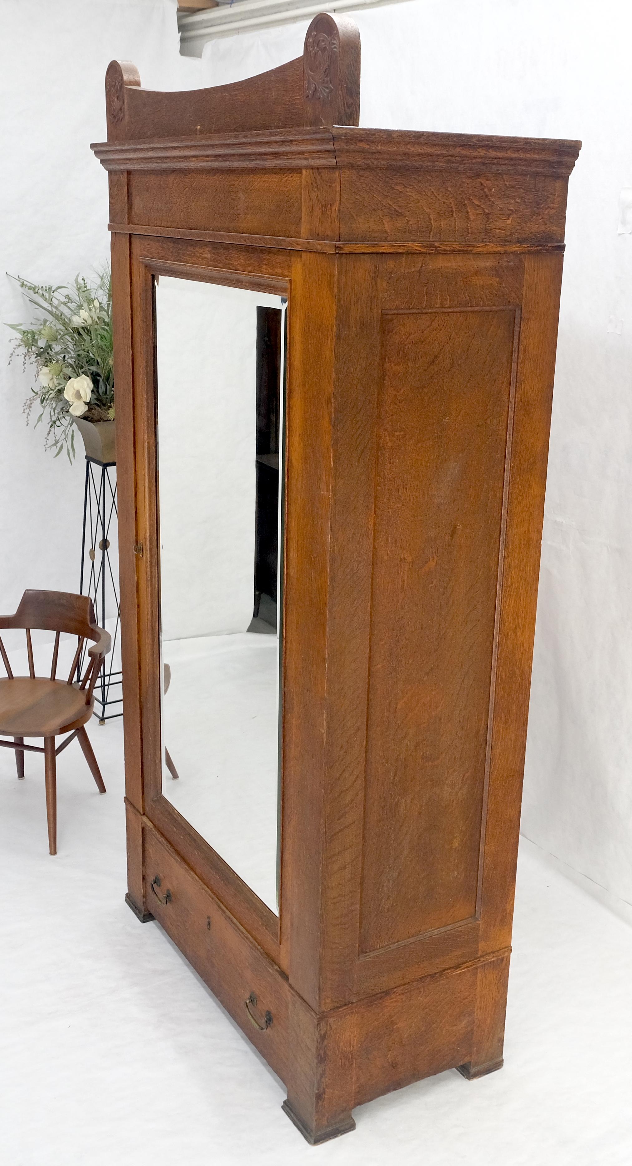 Massive EICHE Massive Arts & Craft Eine Tür Kleiderschrank Kleiderschrank Große abgeschrägten Spiegel im Angebot 5