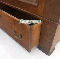 Solid Oak Massive Arts & Crafts One Door Armoire Wardrobe Large Beveled Mirror