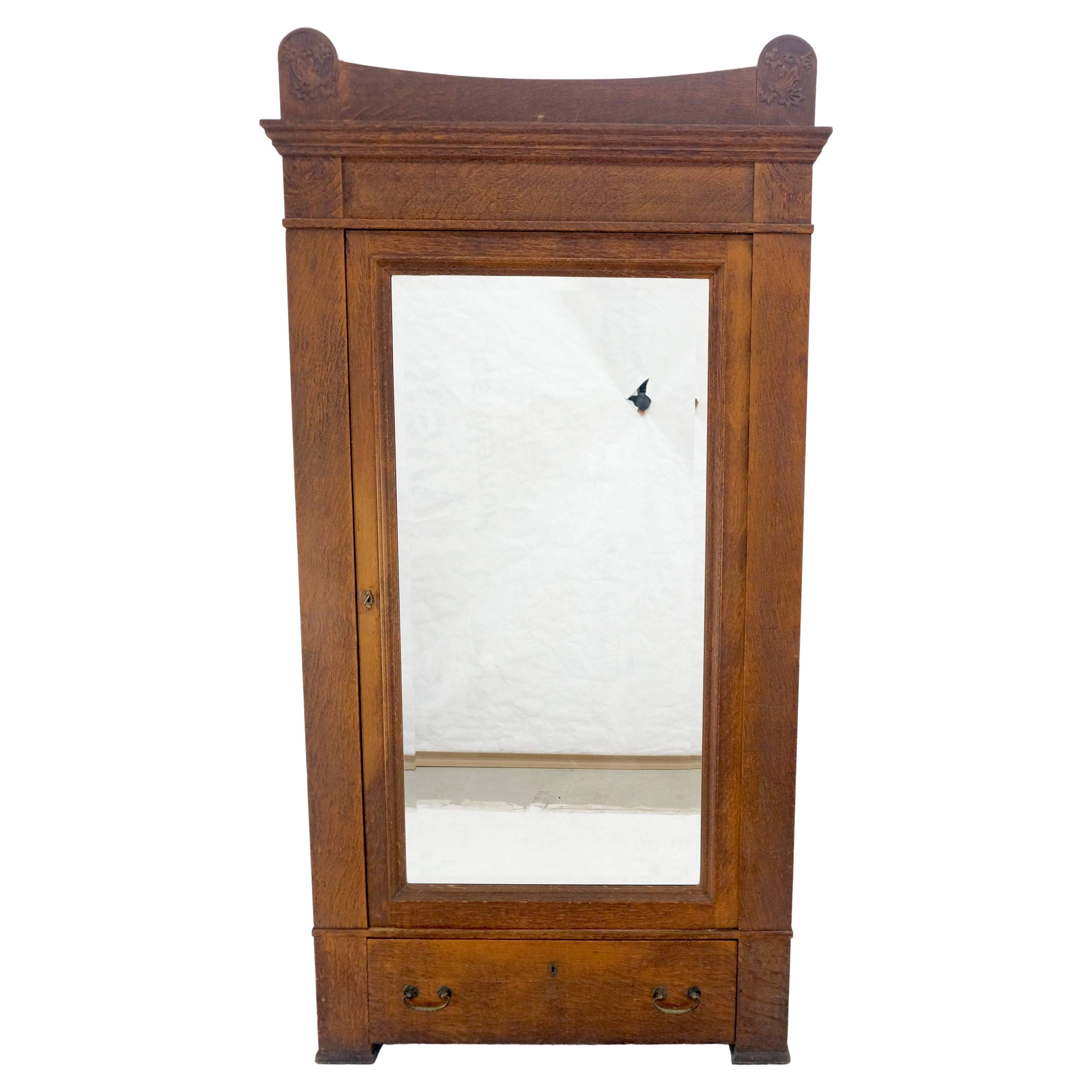 Massive EICHE Massive Arts & Craft Eine Tür Kleiderschrank Kleiderschrank Große abgeschrägten Spiegel (Lackiert) im Angebot