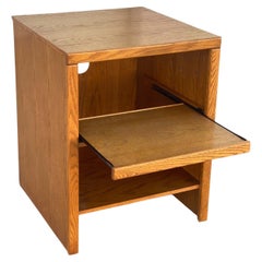 Solid Oak Media Cabinet with Pull-Out Shelf, Late 20th Century