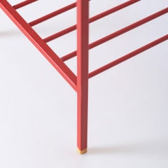 Solid Oak Medium Side Table / Plant Stand – EDGE Series, with Colored Metal Legs