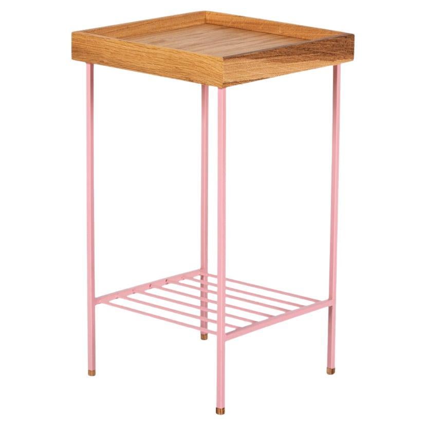 Mesa auxiliar / Jardinera mediana de roble macizo - Serie EDGE, con patas de metal de colores