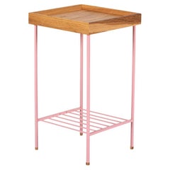 Mesa auxiliar / Jardinera mediana de roble macizo - Serie EDGE, con patas de metal de colores