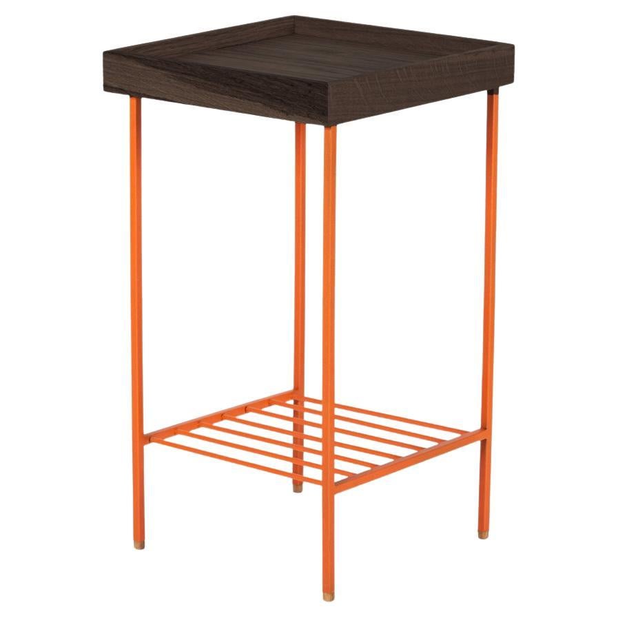 Mesa auxiliar / Jardinera mediana de roble macizo - Serie EDGE, con patas de metal de colores
