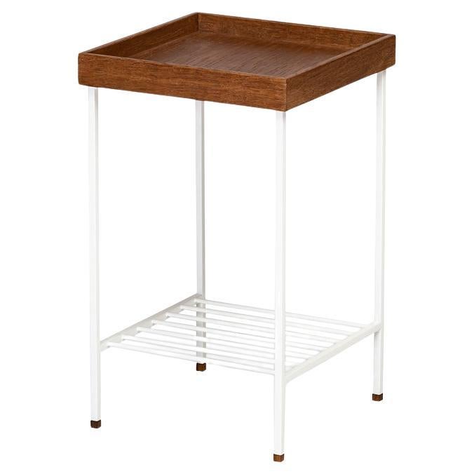 Massiver Beistelltisch/Pflanzenständer aus Eiche Medium - EDGE Serie, mit Metallbeinen