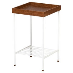 Massiver Beistelltisch/Pflanzenständer aus Eiche Medium - EDGE Serie, mit Metallbeinen