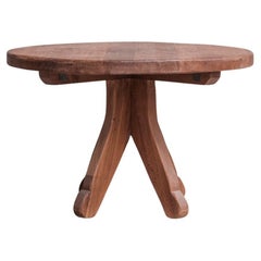 Solid Oak Mid-Century Brutalist Circular Dining Table by De Puydt