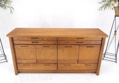 Solid Oak Mid-Century Modern Credenza Server Two Door Compartments Cabinet Mint!