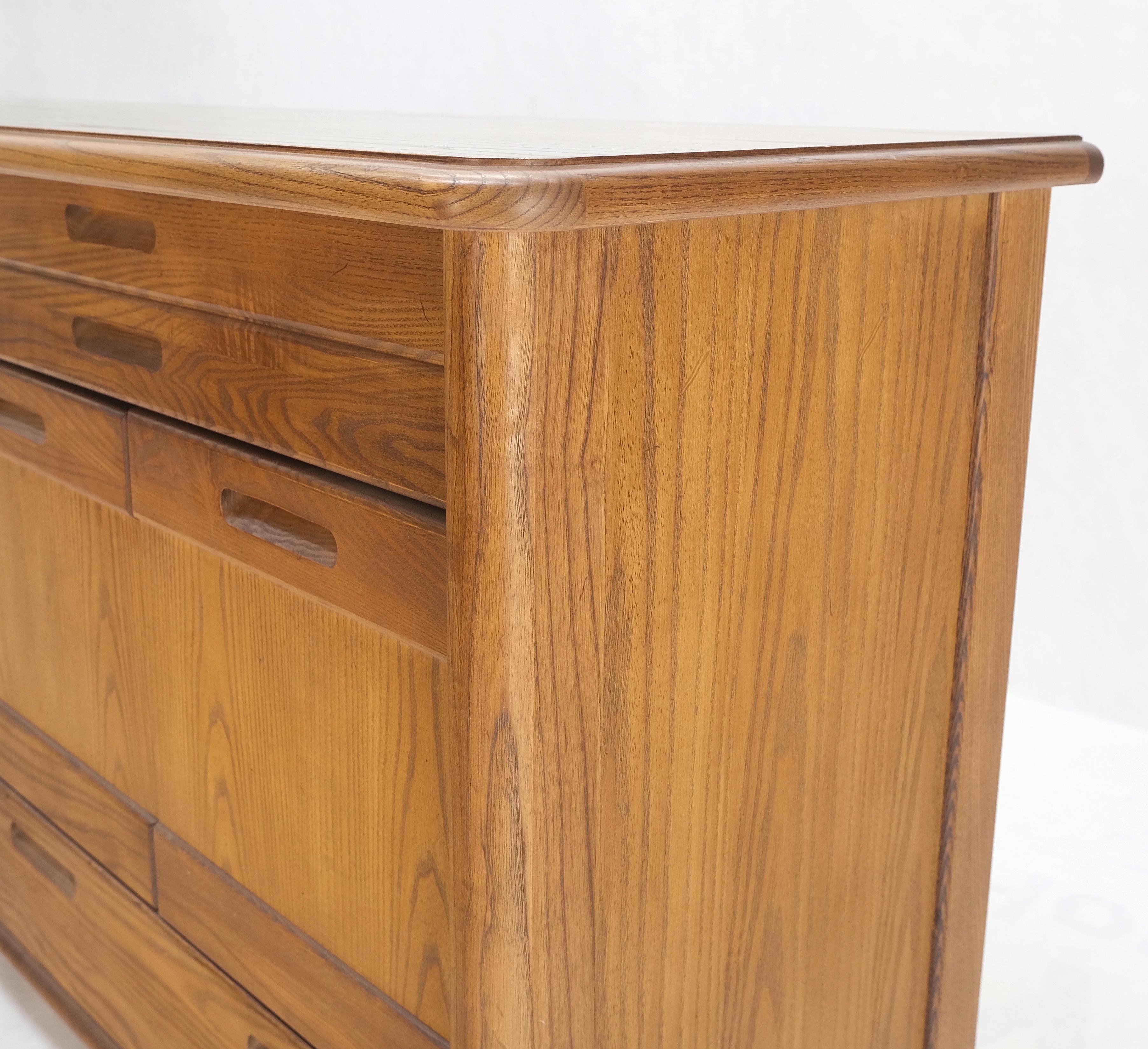 Lacquered Solid Oak Mid-Century Modern Credenza Server Two Door Compartments Cabinet Mint! For Sale