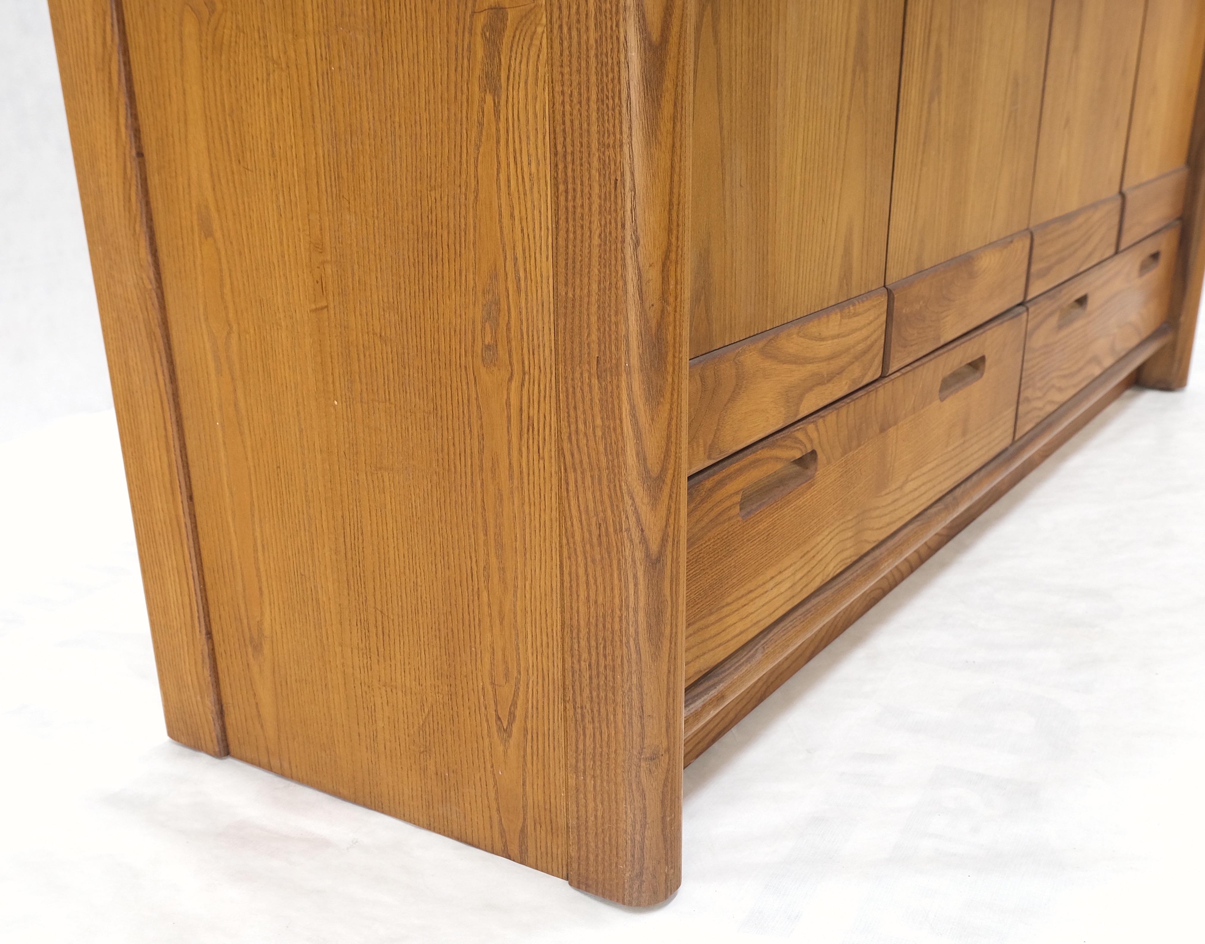 20th Century Solid Oak Mid-Century Modern Credenza Server Two Door Compartments Cabinet Mint! For Sale