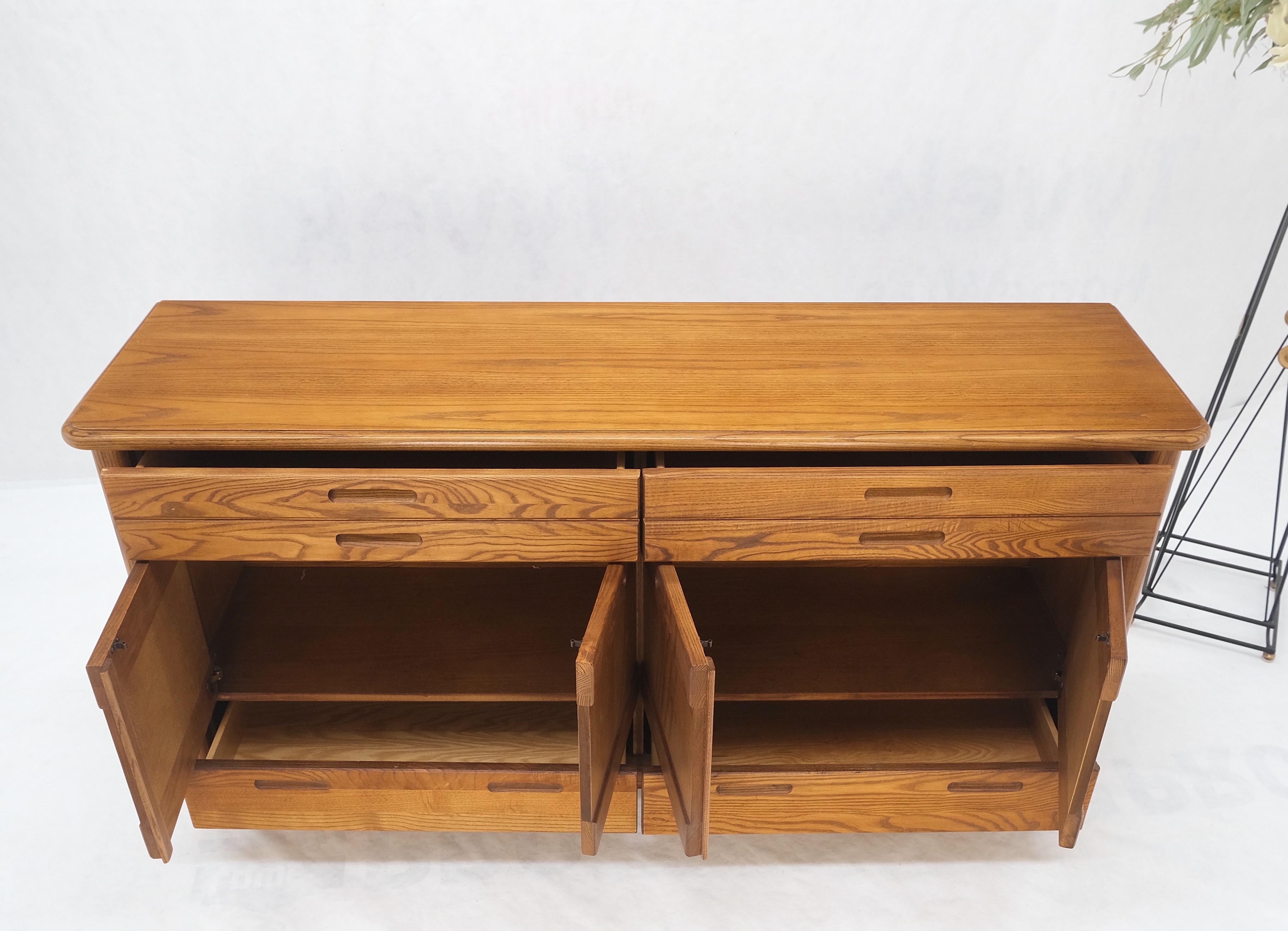 Walnut Solid Oak Mid-Century Modern Credenza Server Two Door Compartments Cabinet Mint! For Sale
