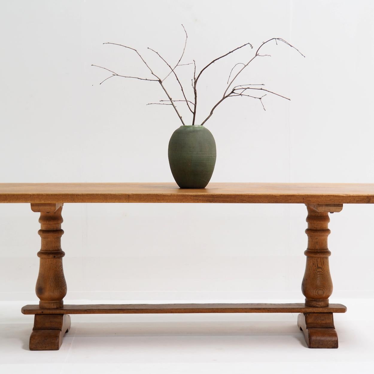 Belgian Solid Oak Monastery or Refectory Table, Circa 1940