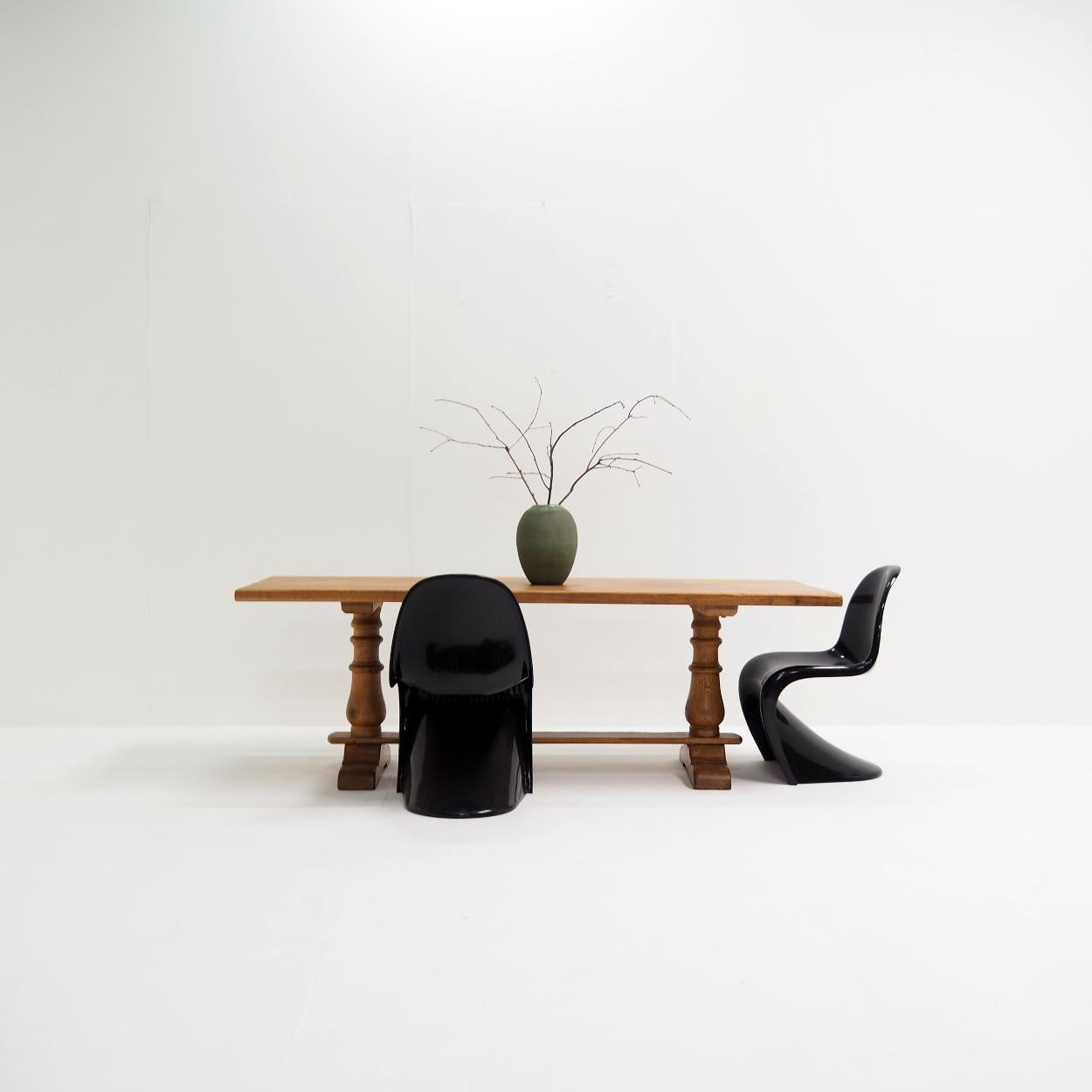 Solid Oak Monastery or Refectory Table, Circa 1940 In Good Condition In Beerse, VAN