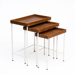 Tables gigognes en chêne massif - Série EDGE, avec pieds noirs