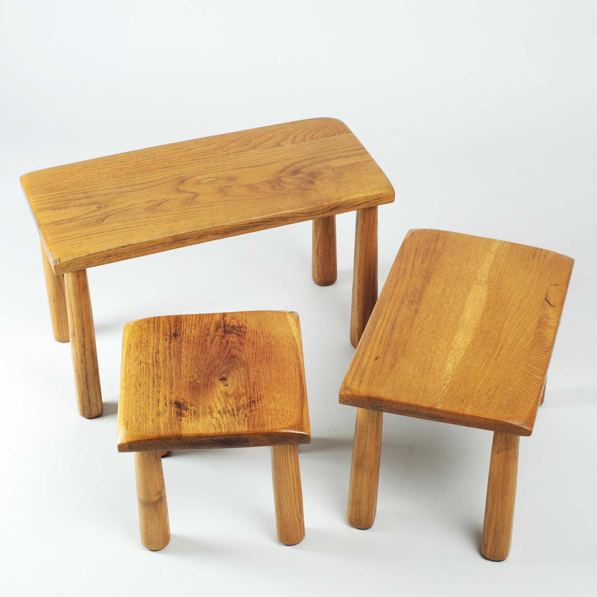 Solid Oak Nesting Tables, France, 1960s In Good Condition In Saint  Ouen, FR