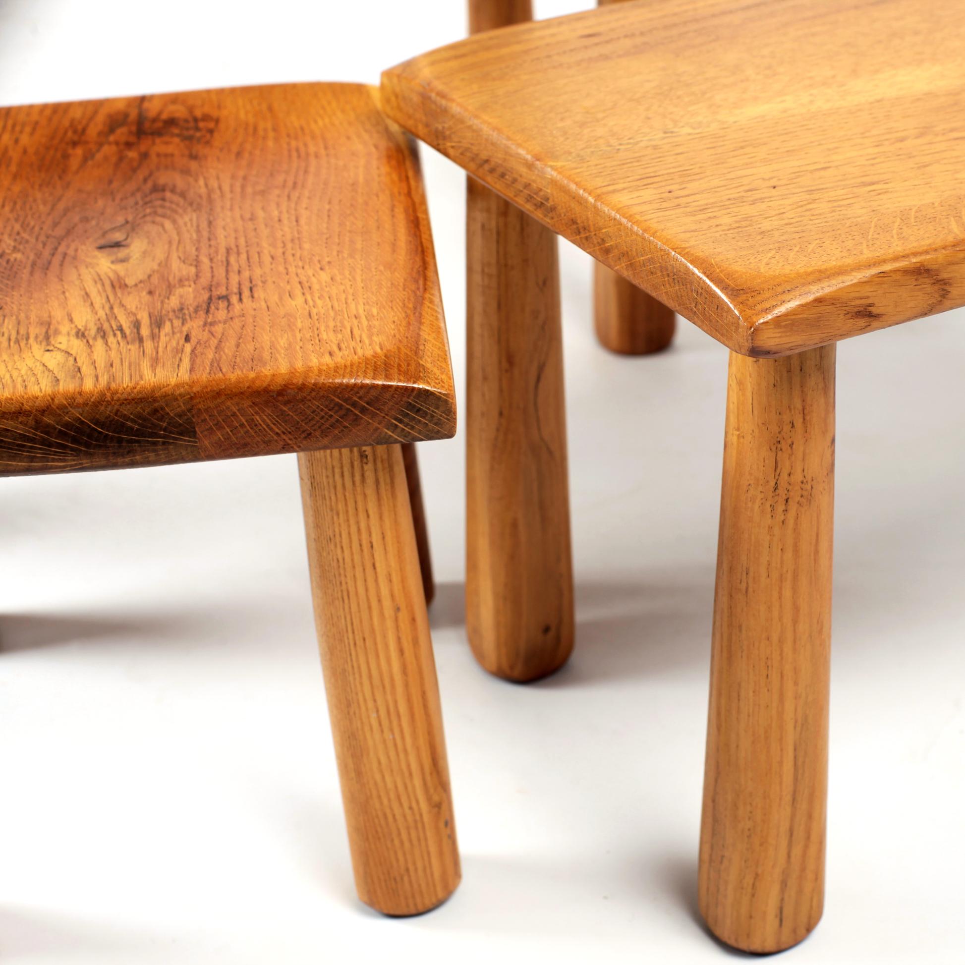 Mid-20th Century Solid Oak Nesting Tables, France, 1960s