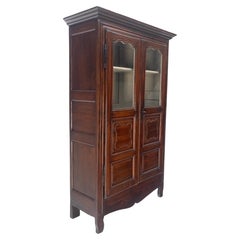 Solid Oak Paneled Back 2 Door Adjustable Shelves Antique Cupboard Blanket Chest