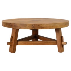 Solid Oak Pierre Chapo Inspired Round Coffee Table