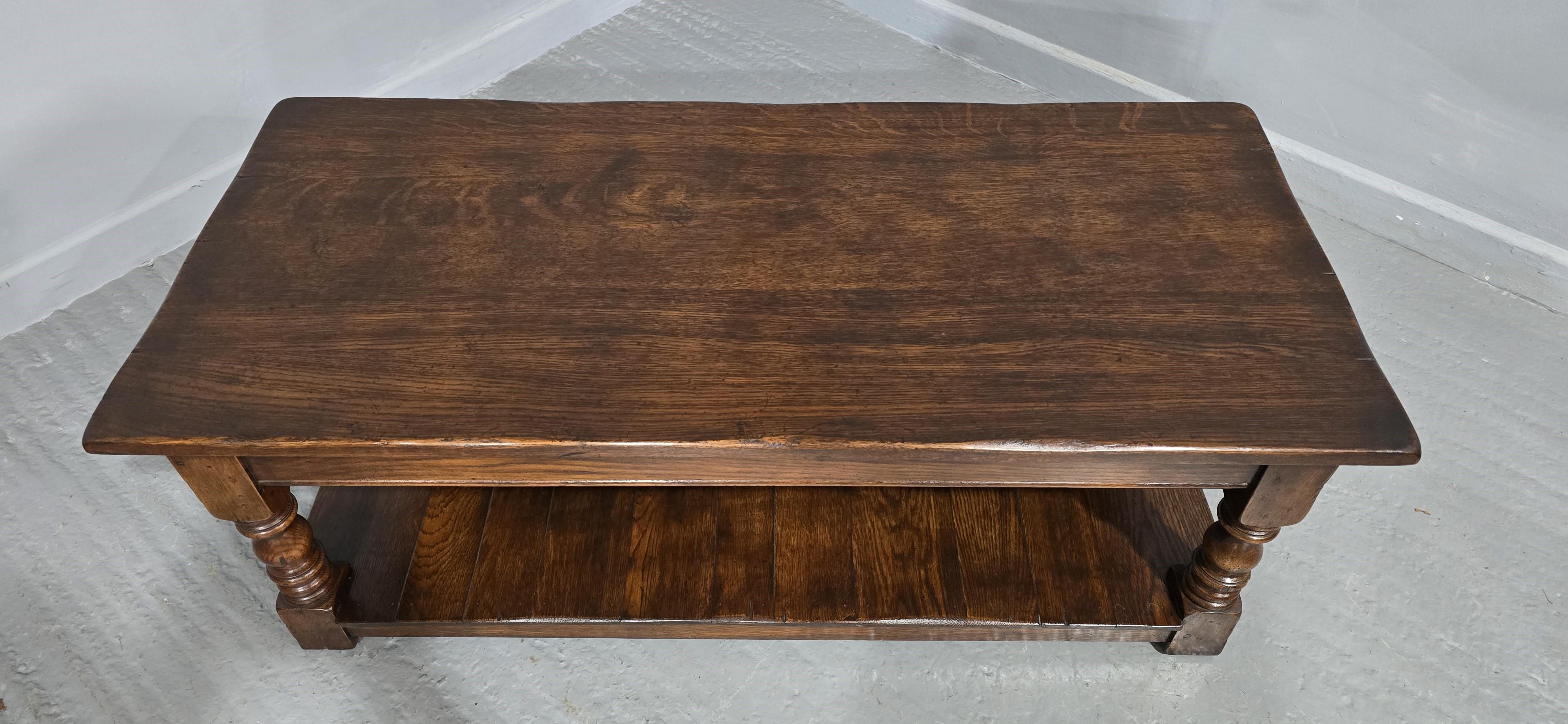 Jacobean Solid Oak Plank Coffee Table For Sale
